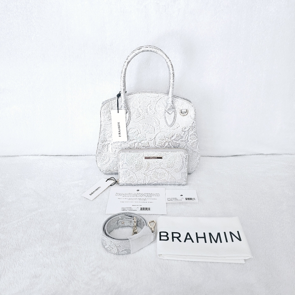 NWT Brahmin CHROME ESTONIA Rosetta w/ Suri Wallet